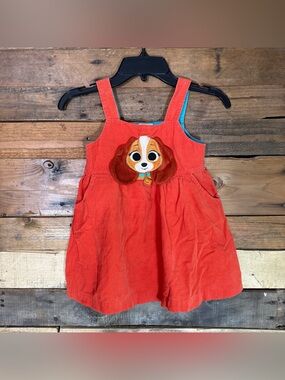 Disney Girls Sleeveless Orange Lady & The Tramp Courdoroy Dress 3T